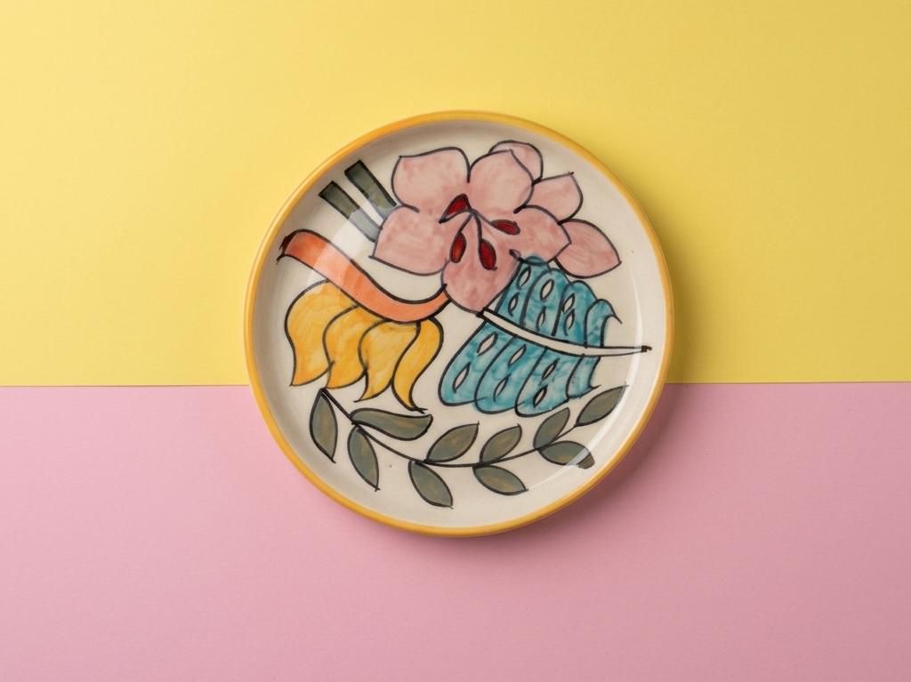 Hand Painted Vibrant Desert Plate Size-6"x6" (pack of 2)