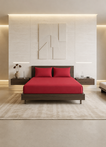 Ruby Bloom | Solid Dyed Bedsheet
