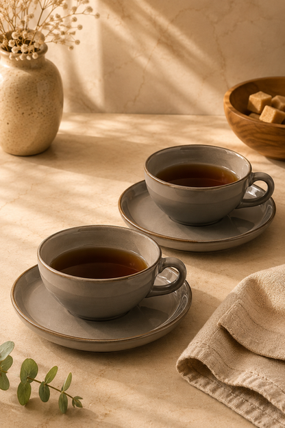 Minimalist Grey Ceramic Stoneware for Tea & Coffee (set of two)