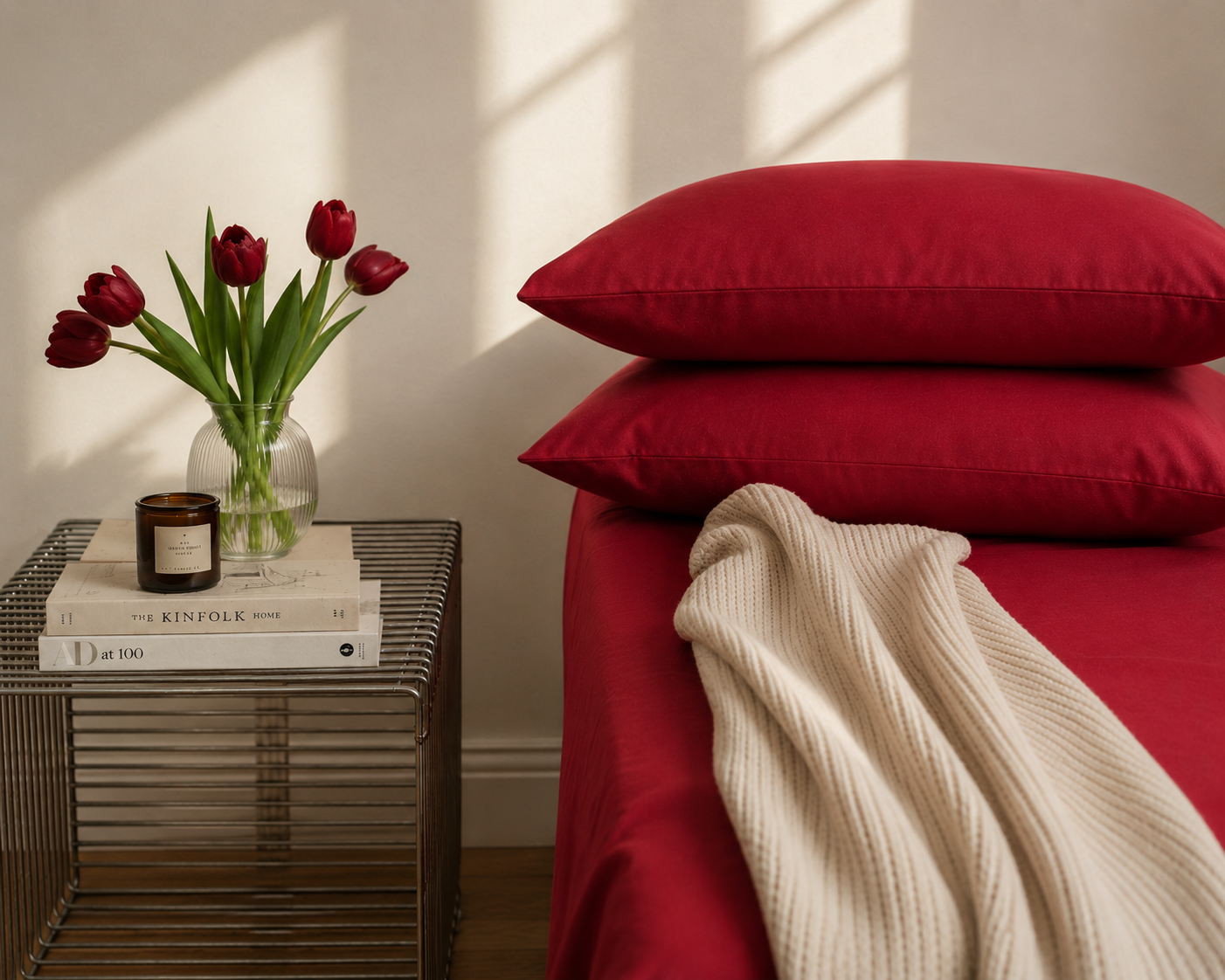 Ruby Bloom | Solid Dyed Bedsheet