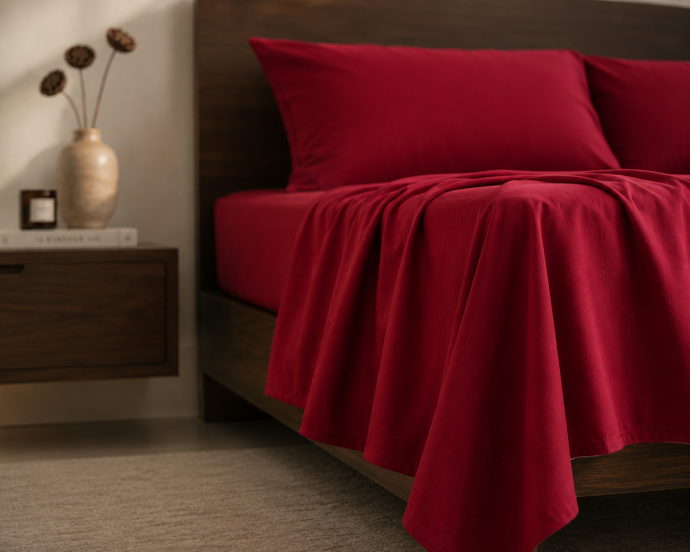 Ruby Bloom | Solid Dyed Bedsheet
