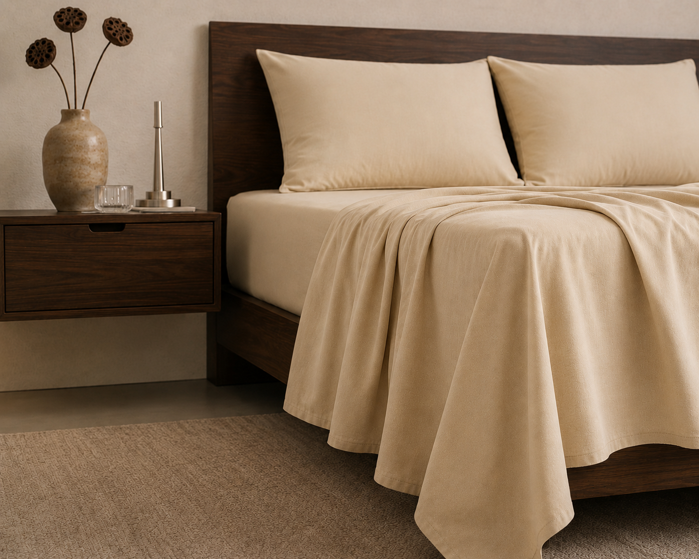 Ivory Sand | Solid Dyed Bedsheet
