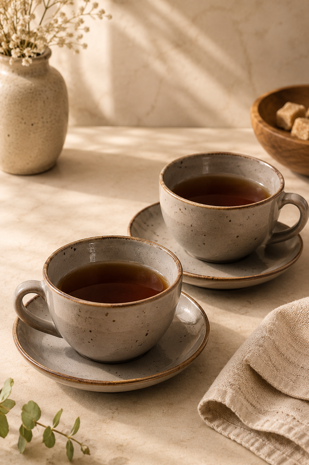 Minimalist Grey Ceramic Stoneware for Tea & Coffee (set of two)