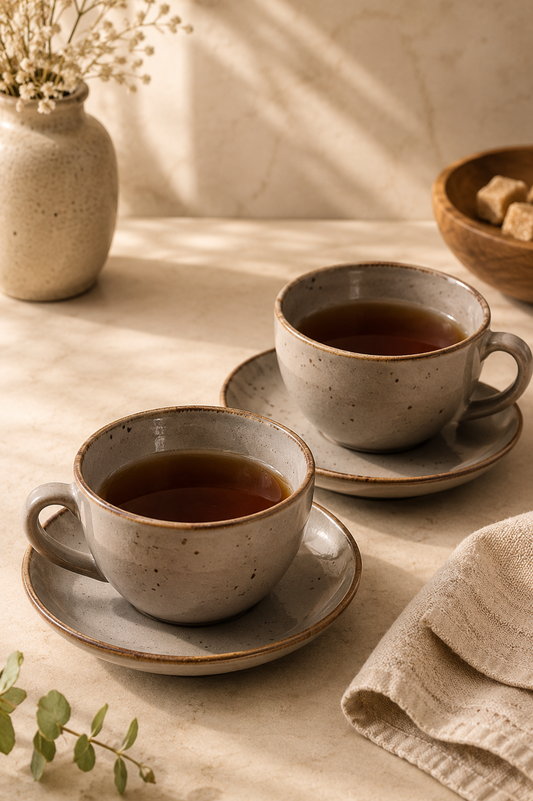 Minimalist Grey Ceramic Stoneware for Tea & Coffee (set of two)