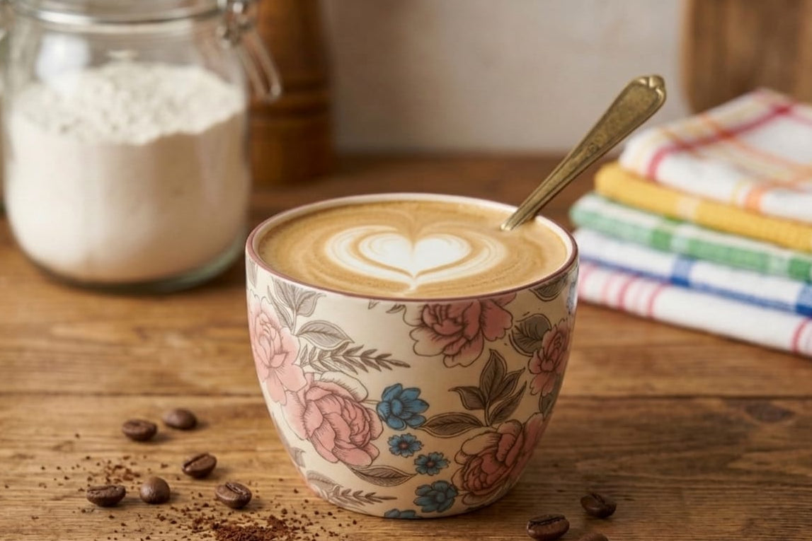 Vintage Bloom Stoneware Mug Set (450 ml, Set of 2)