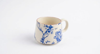 Blue Floral Premium Ivory Mug for Coffee, Tea & Milk 350ml (pack of 2)