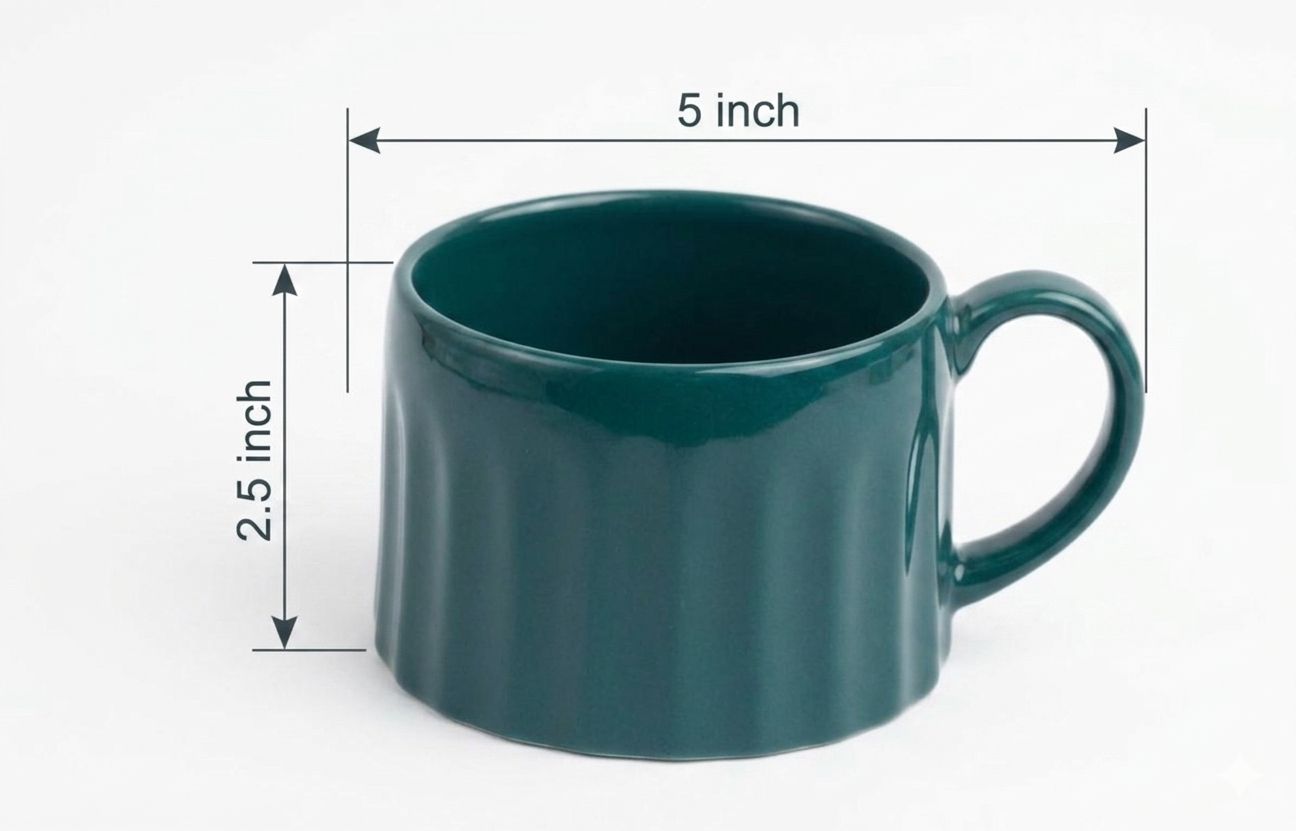 Minimalist Teal Green Cup for Coffee & Tea 240 ml