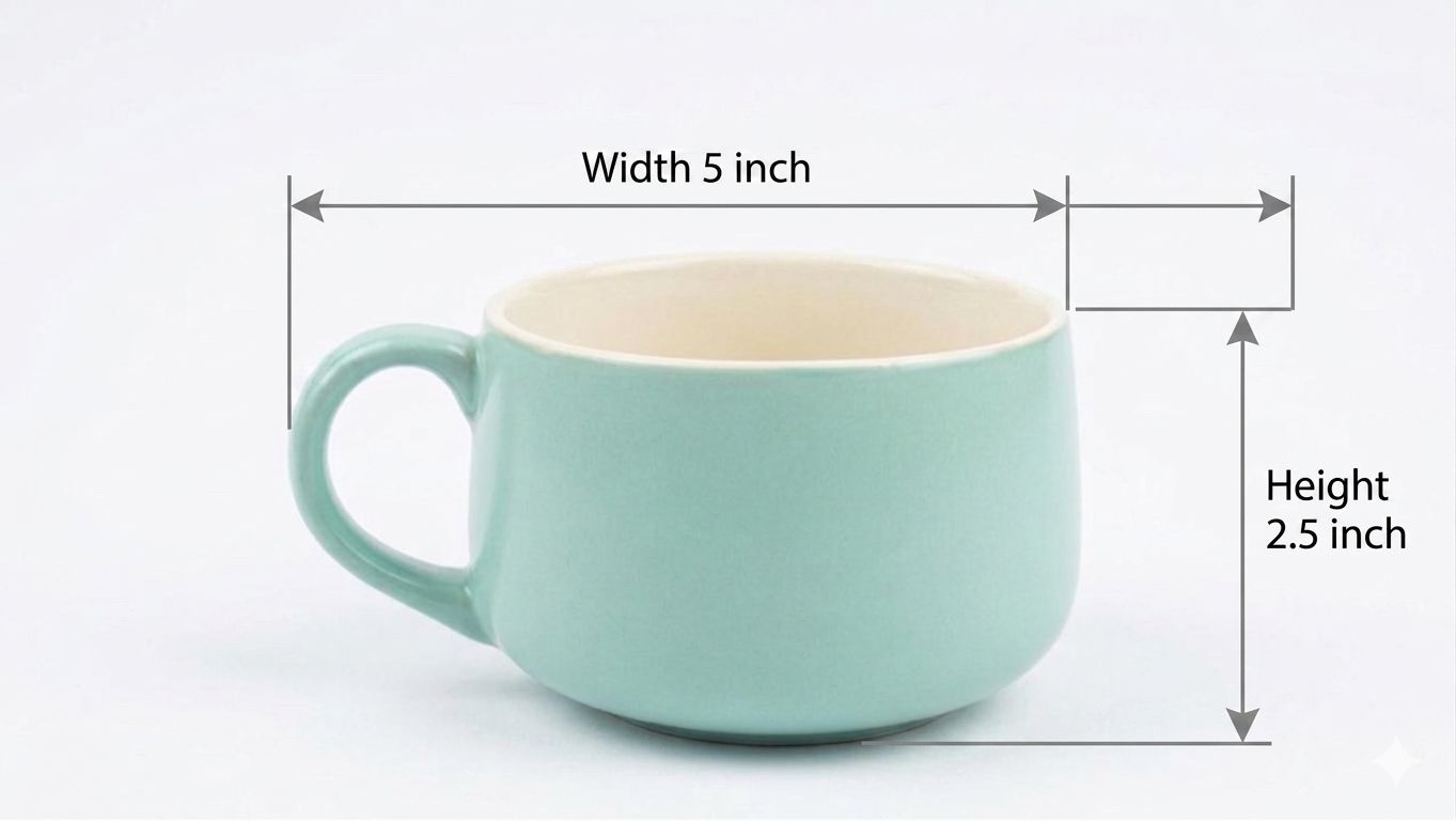 Pastel Green Ceramic Tea/ Coffee Cup 300ml