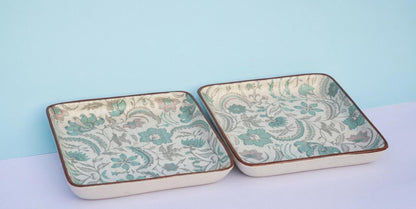 Elegant floral Snack & Appetizer Plate for Dining & Serving (Size 6"x6") (pack of 2)