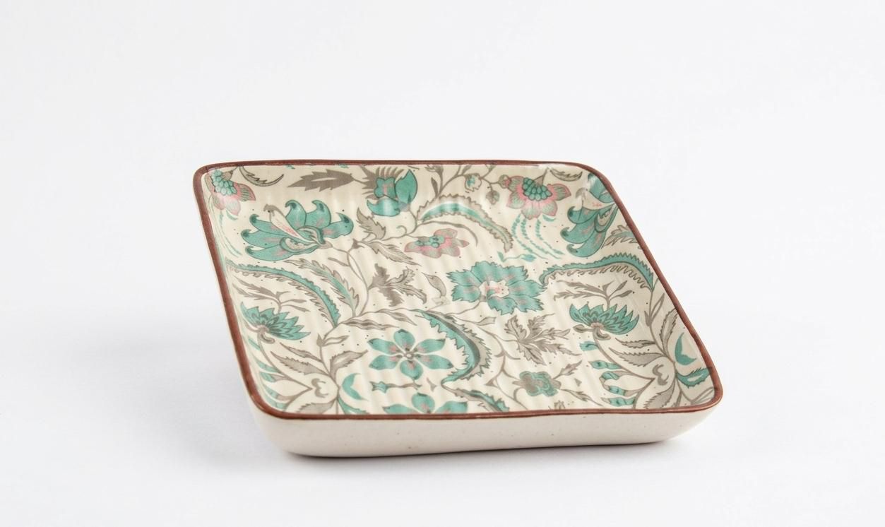 Elegant floral Snack & Appetizer Plate for Dining & Serving (Size 6"x6") (pack of 2)