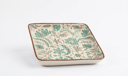 Elegant floral Snack & Appetizer Plate for Dining & Serving (Size 6"x6") (pack of 2)