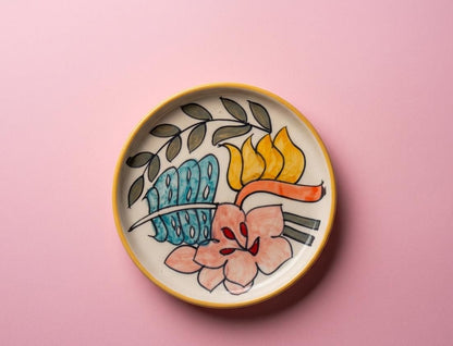 Hand Painted Vibrant Desert Plate Size-6"x6" (pack of 2)