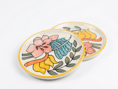 Hand Painted Vibrant Desert Plate Size-6"x6" (pack of 2)