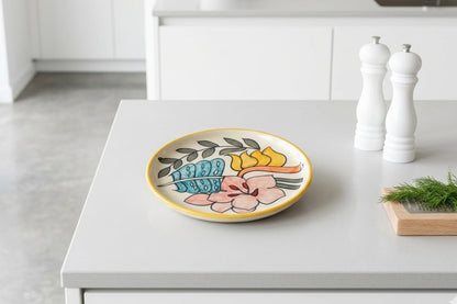 Hand Painted Vibrant Desert Plate Size-6"x6" (pack of 2)