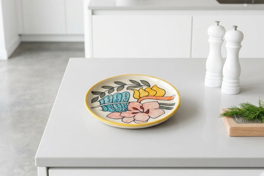 Han painted Vibrant desert plate Size-6"x6" (pack of 1)