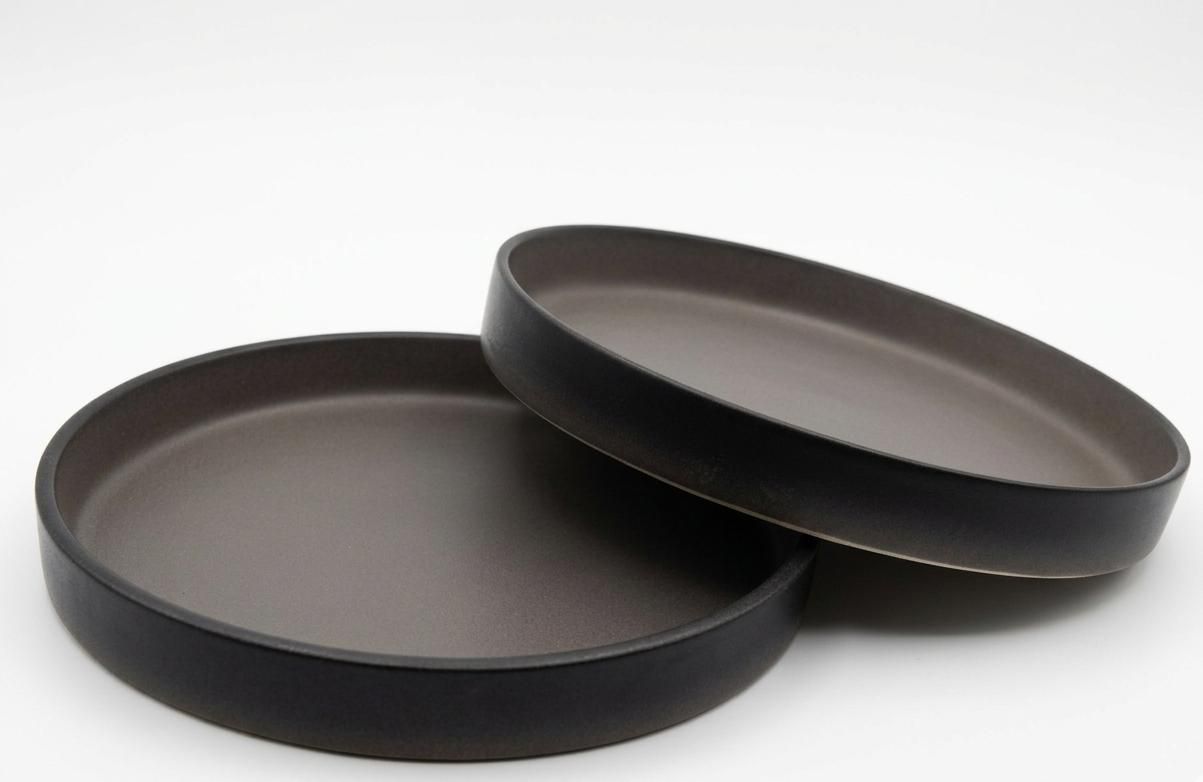 Aesthetic Matte Charcoal Black Dinner Plate (Size 10"x10")- Set of Two