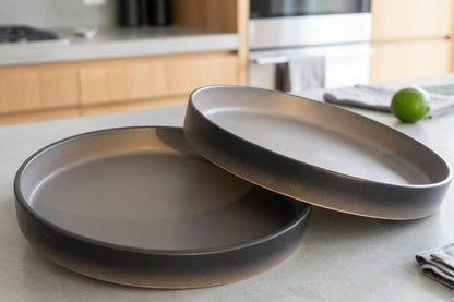 Aesthetic Matte Charcoal Black Dinner Plate (Size 10"x10")- Set of Two