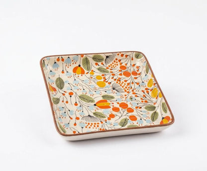 Elegant floral Snack & Appetizer Plate for Dining & Serving (Size 6"x6") (pack of 2)