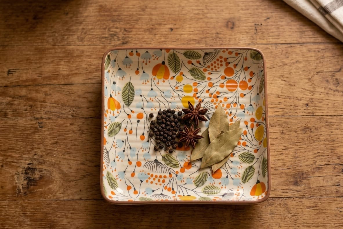 Elegant floral Snack & Appetizer Plate for Dining & Serving (Size 6"x6") (pack of 2)