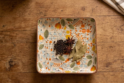 Elegant floral Snack & Appetizer Plate for Dining & Serving (Size 6"x6") (pack of 2)